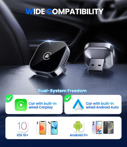Teeran 2 in 1 Wireless CarPlay and Android Auto Adapter