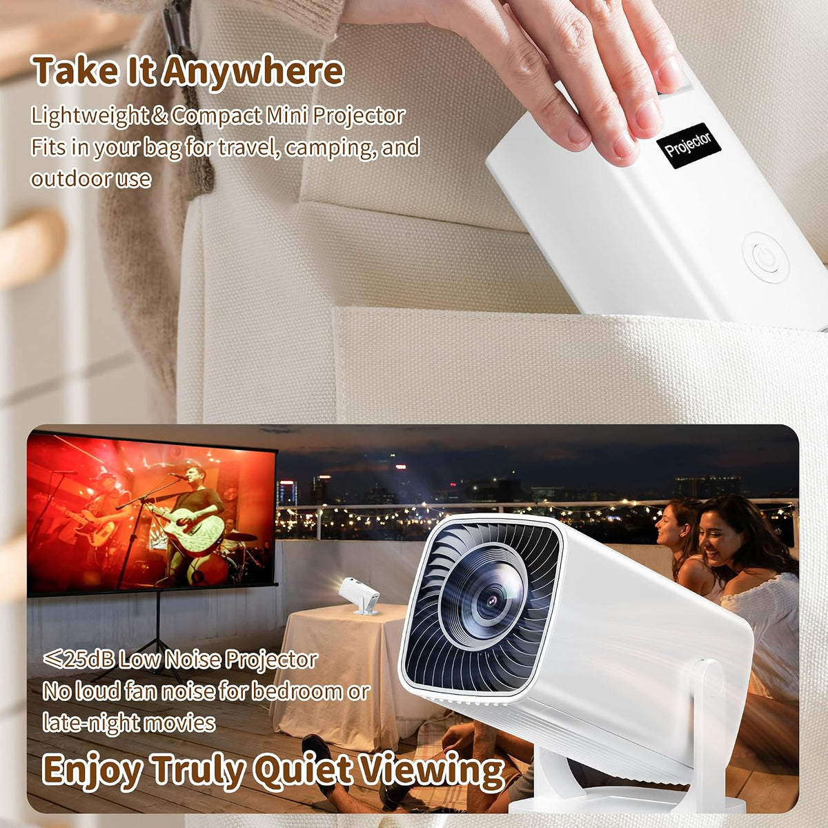 Mini Projector with 4K Support, Portable Short Throw Proyector