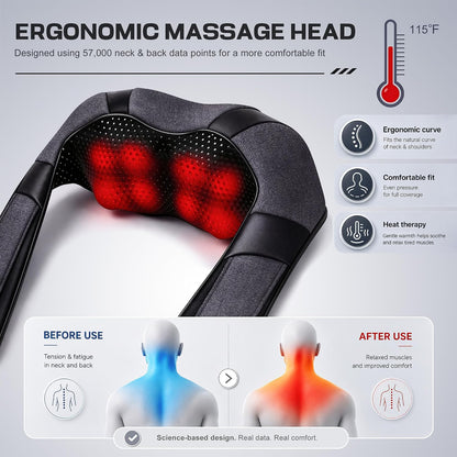 Neck Massager with Heat, Deep Tissue Massager for Women & Men