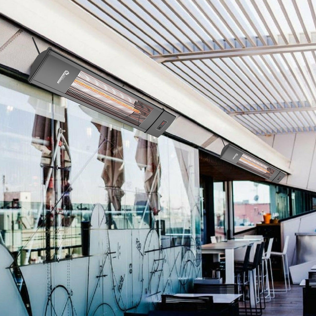 DR. INFRARED HEATER Portable Infrared Indoor and Outdoor Space Heater for Patio, Garage, Commercial & Residential With Remote Control, With Thermostat, Black
