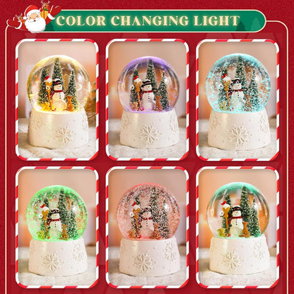 Musical Snow Globe with Color Changing LED Lights, Snowman Music Box