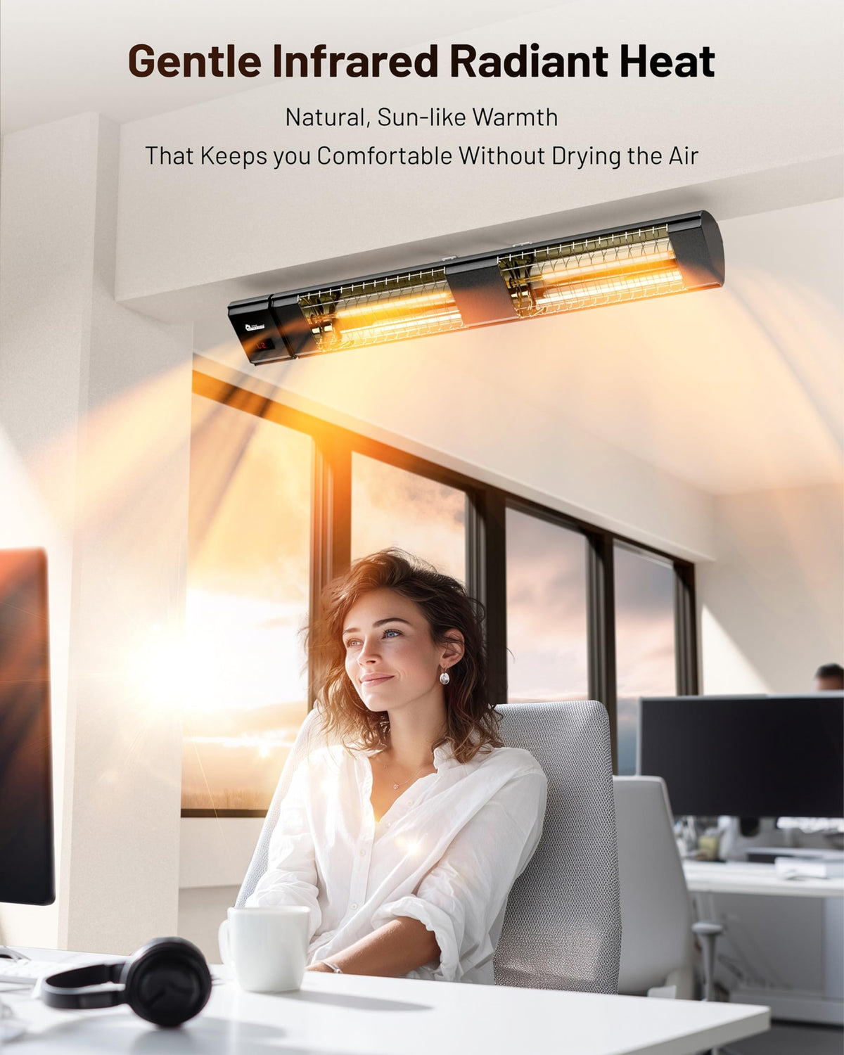 DR. INFRARED HEATER Portable Infrared Indoor and Outdoor Space Heater for Patio, Garage, Commercial & Residential With Remote Control, With Thermostat, Black
