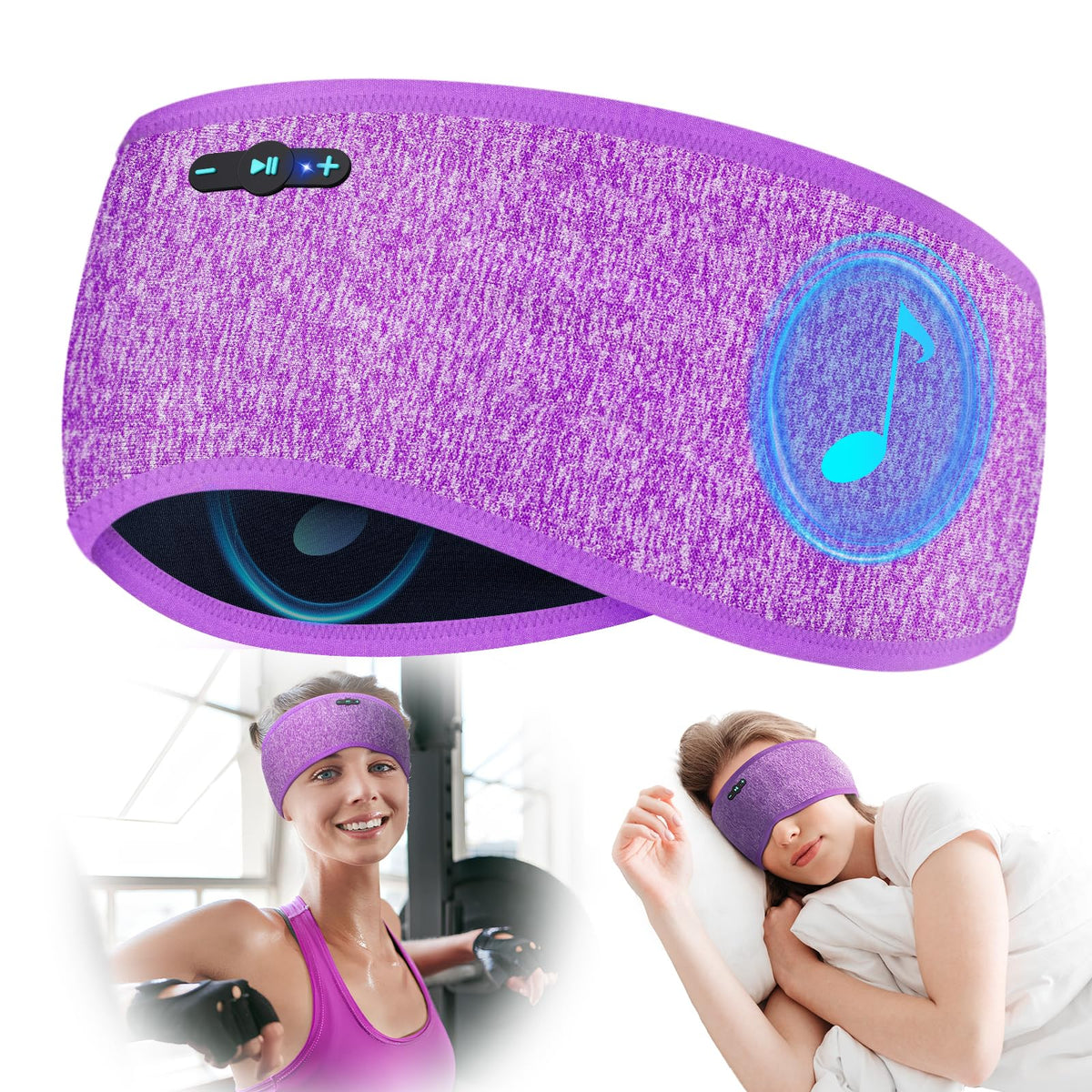 Sleep Headphones Bluetooth 6.0 Headband for Side Sleeper (Black)