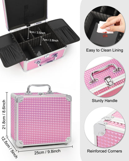 Makeup Train Case with LED Mirror, Rechargeable Travel Makeup Bag