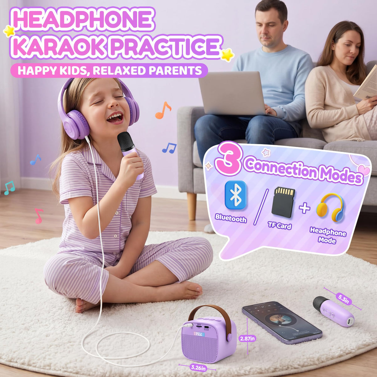 YLL Karaoke Machine for Kids, Birthday Gifts for Girls 3 4 5 6 7+Years Old