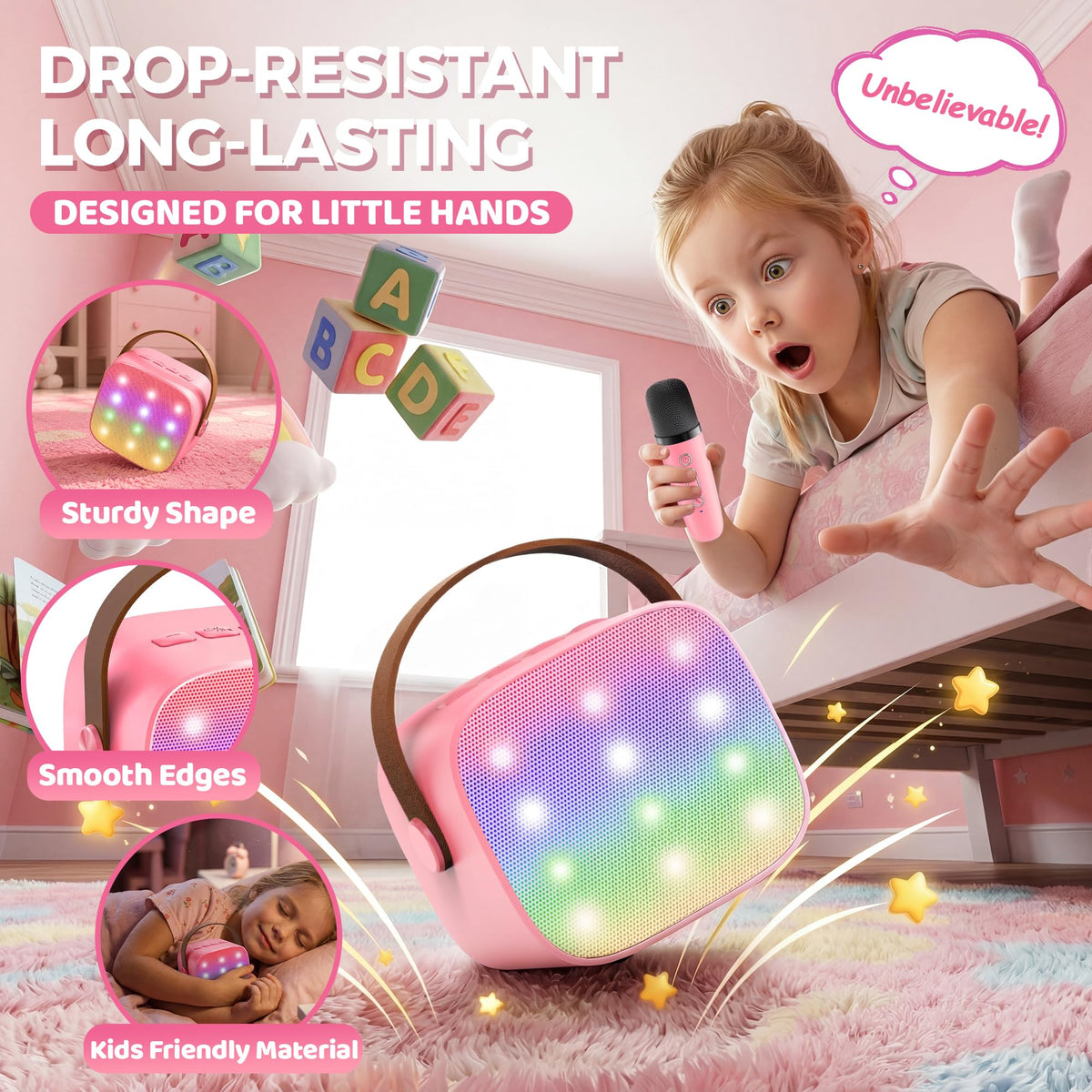 YLL Karaoke Machine for Kids, Birthday Gifts for Girls 3 4 5 6 7+Years Old