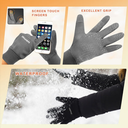 ihuan Winter Waterproof Gloves for Men Women Warm Running Cycling Snow Ski Gloves for Cold Weather, Thermal Windproof Material and Touch Screen Finger for Driving Snowboarding