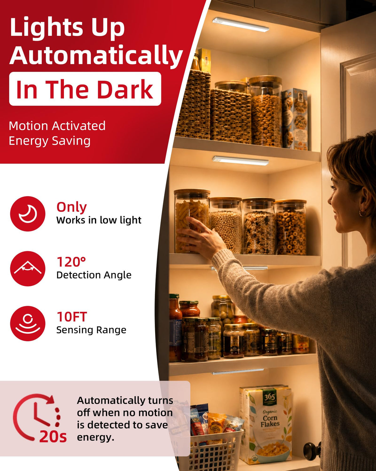 Under Cabinet Lighting 6 Pack, Rechargeable Motion Sensor Closet Lights