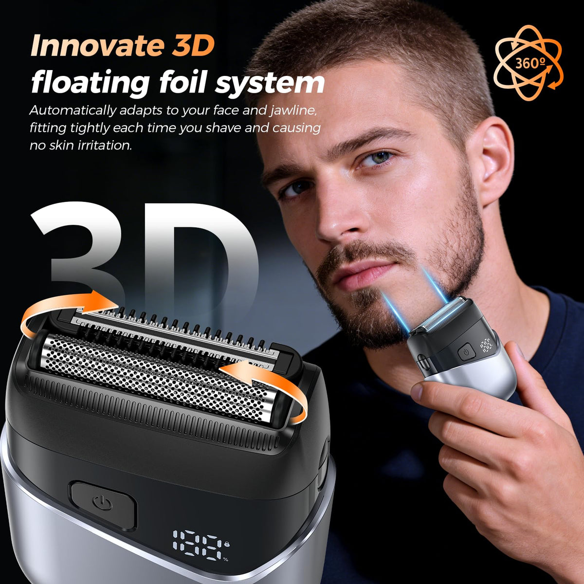 Vacuum Beard Trimmer for Men, Adjustable Precision Trimming Length 1-20mm
