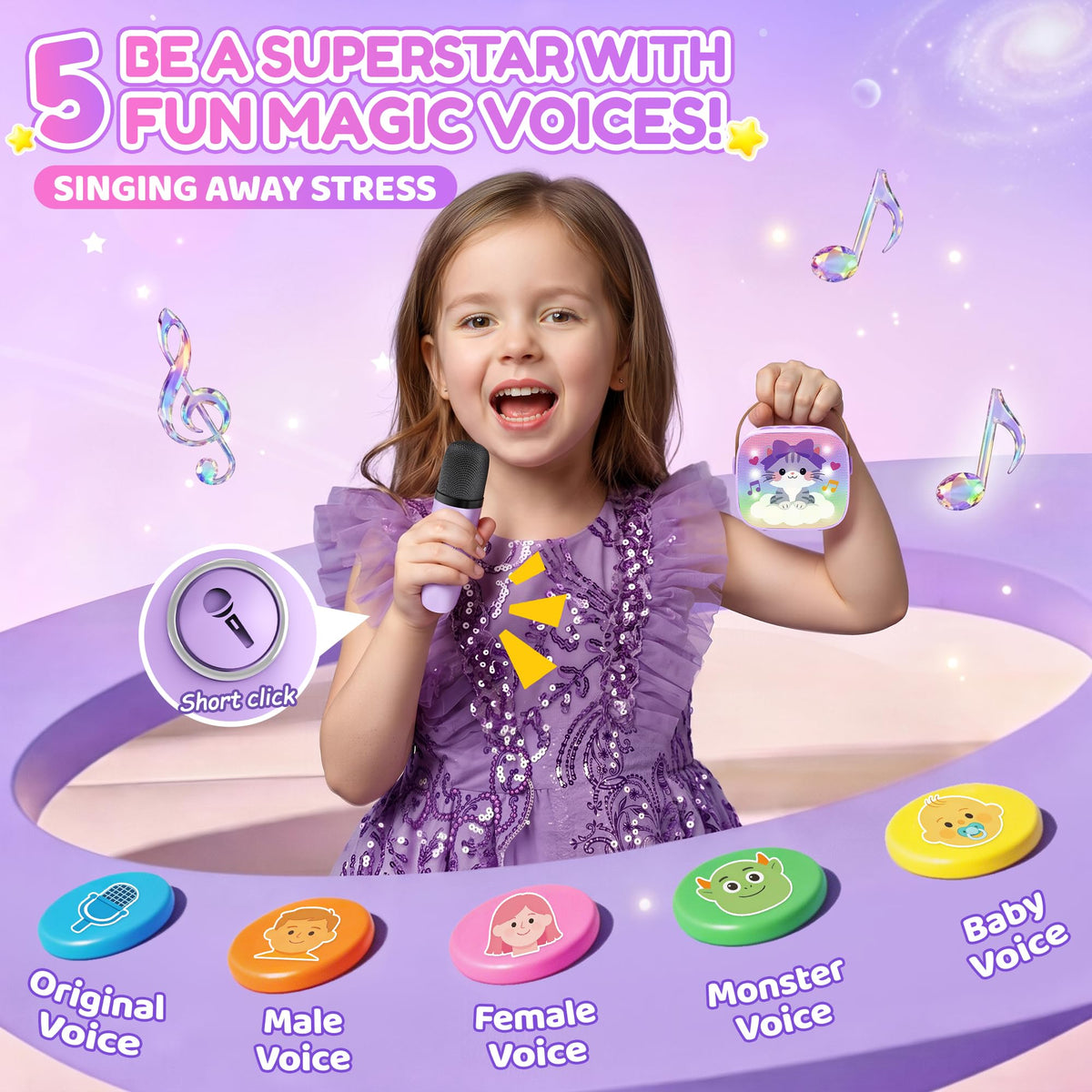 YLL Karaoke Machine for Kids, Birthday Gifts for Girls 3 4 5 6 7+Years Old