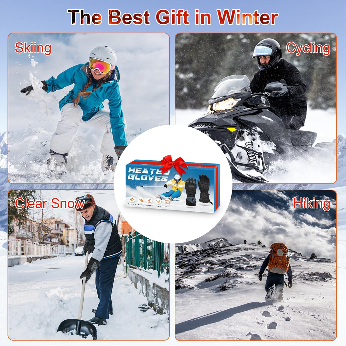 Rechargeable Heated Gloves for Men Women Hand Warmers Winter Ski Gloves