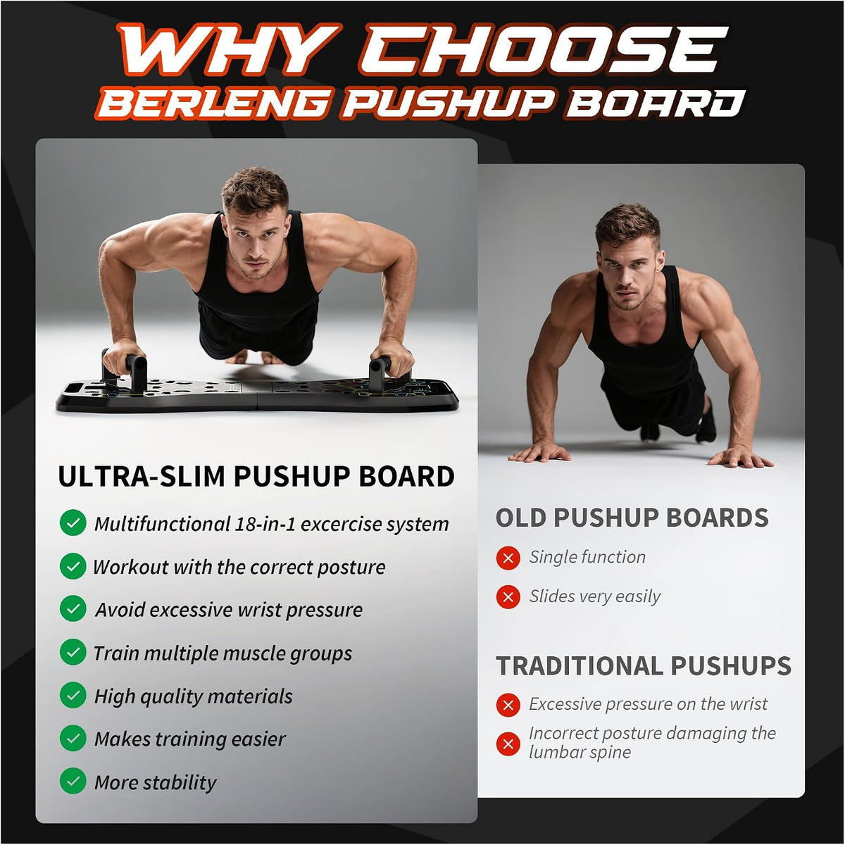 Upgraded Push Up Board,36 in 1 Home Gym Equipment with Ab Roller Wheel & Resistance Bands, Portable Foldable Workout Board for Full Body Strength Training Men Women,Gift for Boyfriend