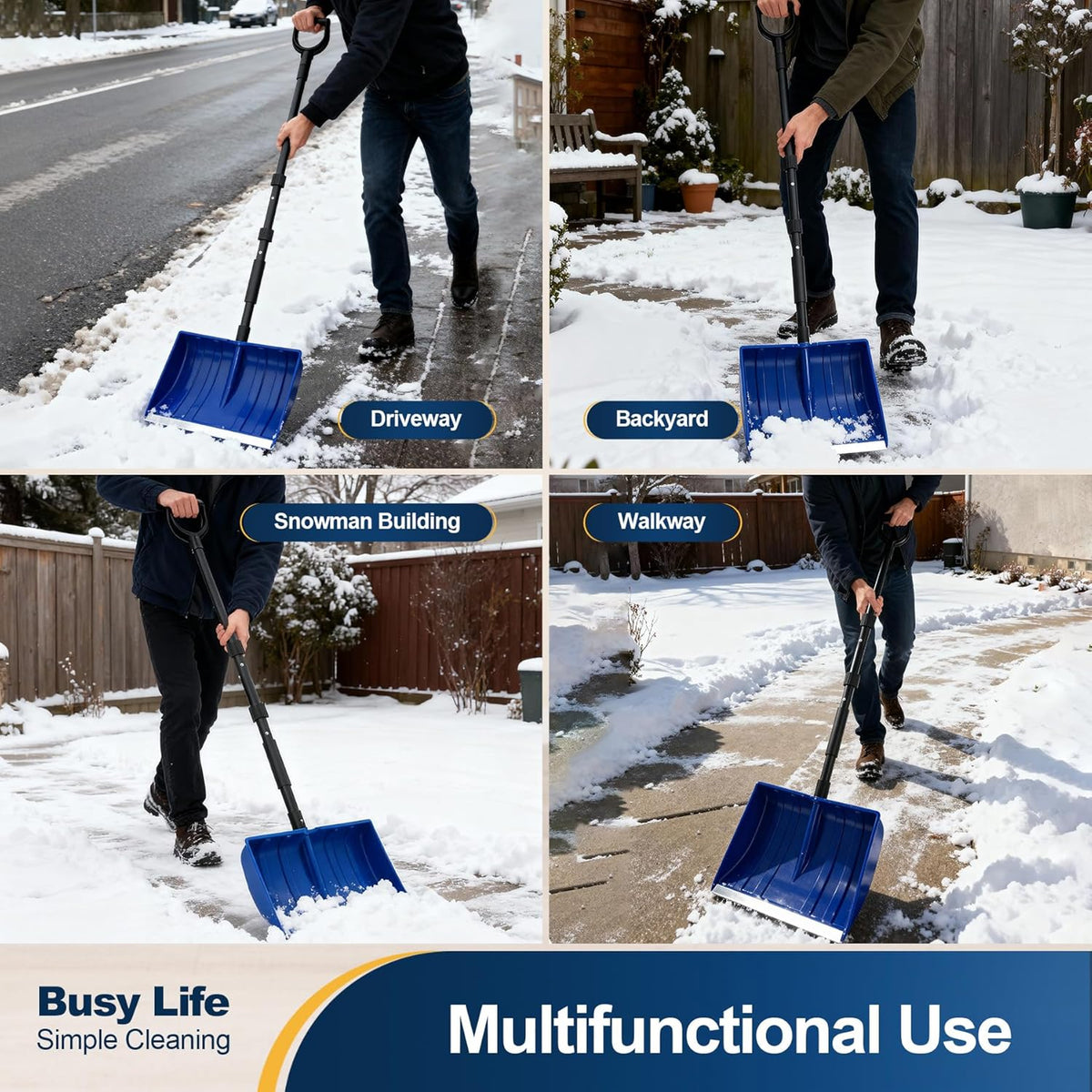 Yocada Snow Shovel for Driveway Home Garage Snow Removal 55 inch Long