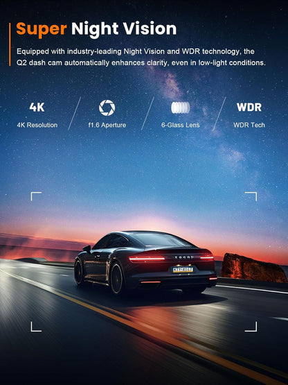 galphi 4K Dash Cam Front, 5GHz WiFi, 32GB Card Included, Mini Dashcam