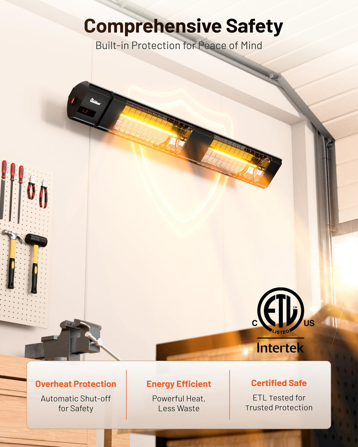 DR. INFRARED HEATER Portable Infrared Indoor and Outdoor Space Heater for Patio, Garage, Commercial & Residential With Remote Control, With Thermostat, Black