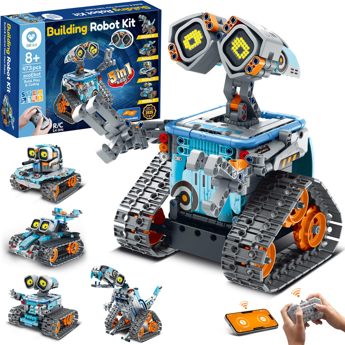 Sillbird STEM Robot Building Kit with Remote Control Gifts for Boys 8-14