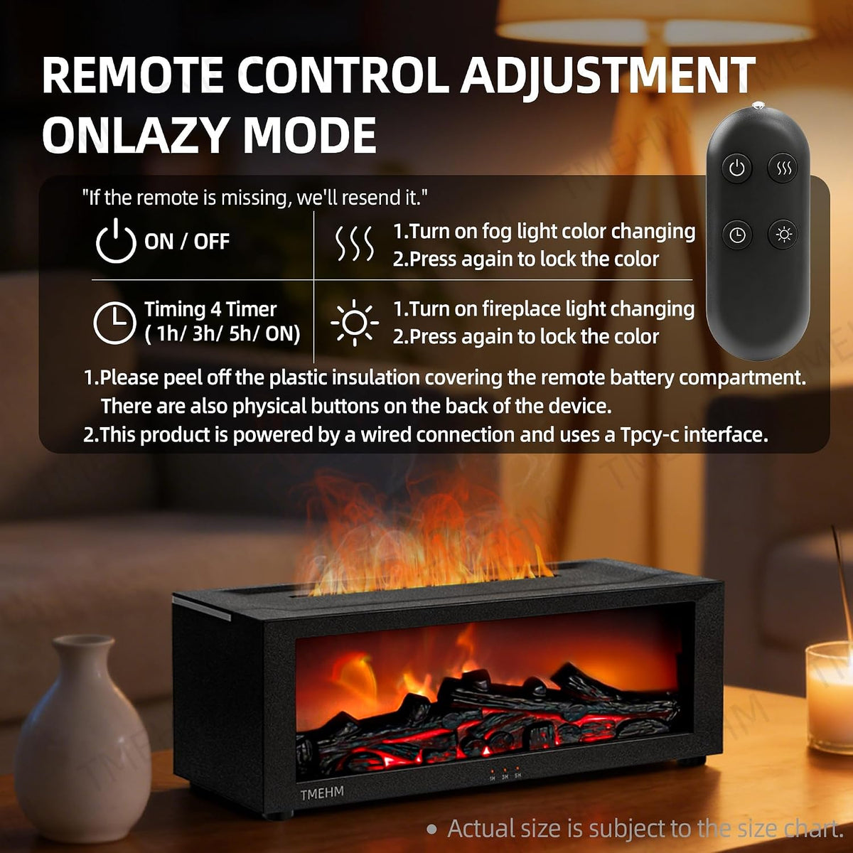 Flame Diffuser Humidifier, Essential Oil Diffuser with Fireplace Effect