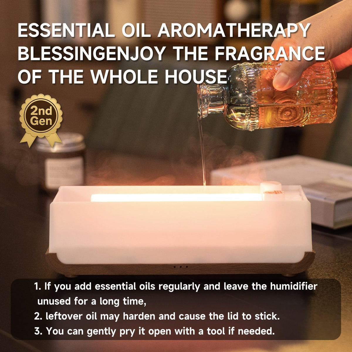 TMEHM Essential Oil Diffuser Humidifier with Fireplace Flame Effect