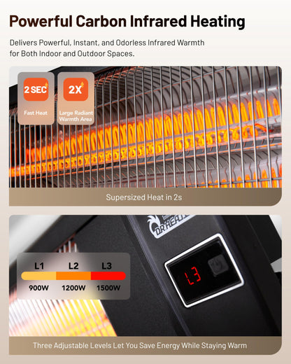 Infrared Space Heater Indoor & Outdoor with Remote & Thermostat