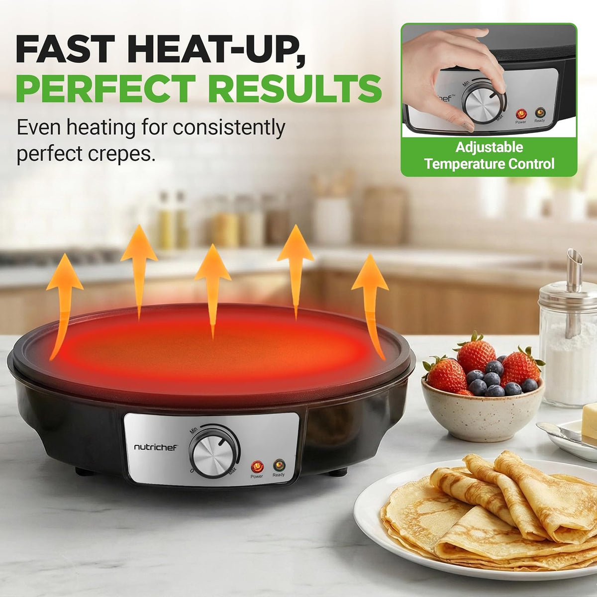 Electric Crepe Maker 12 in, Nonstick Griddle with Spatula & Spreader