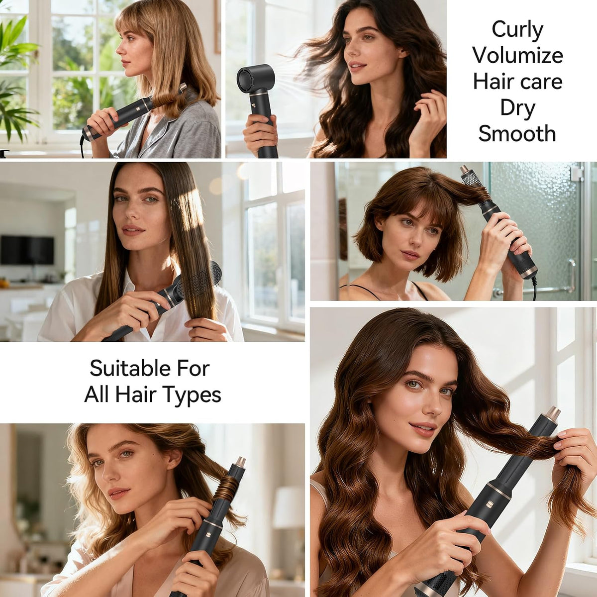 Blow Dryer Brush 5 in 1: Ionic Hot Air Styler Hair Dryer Brush Blow Dryer Set for Curling Volumizing Straightening Styling