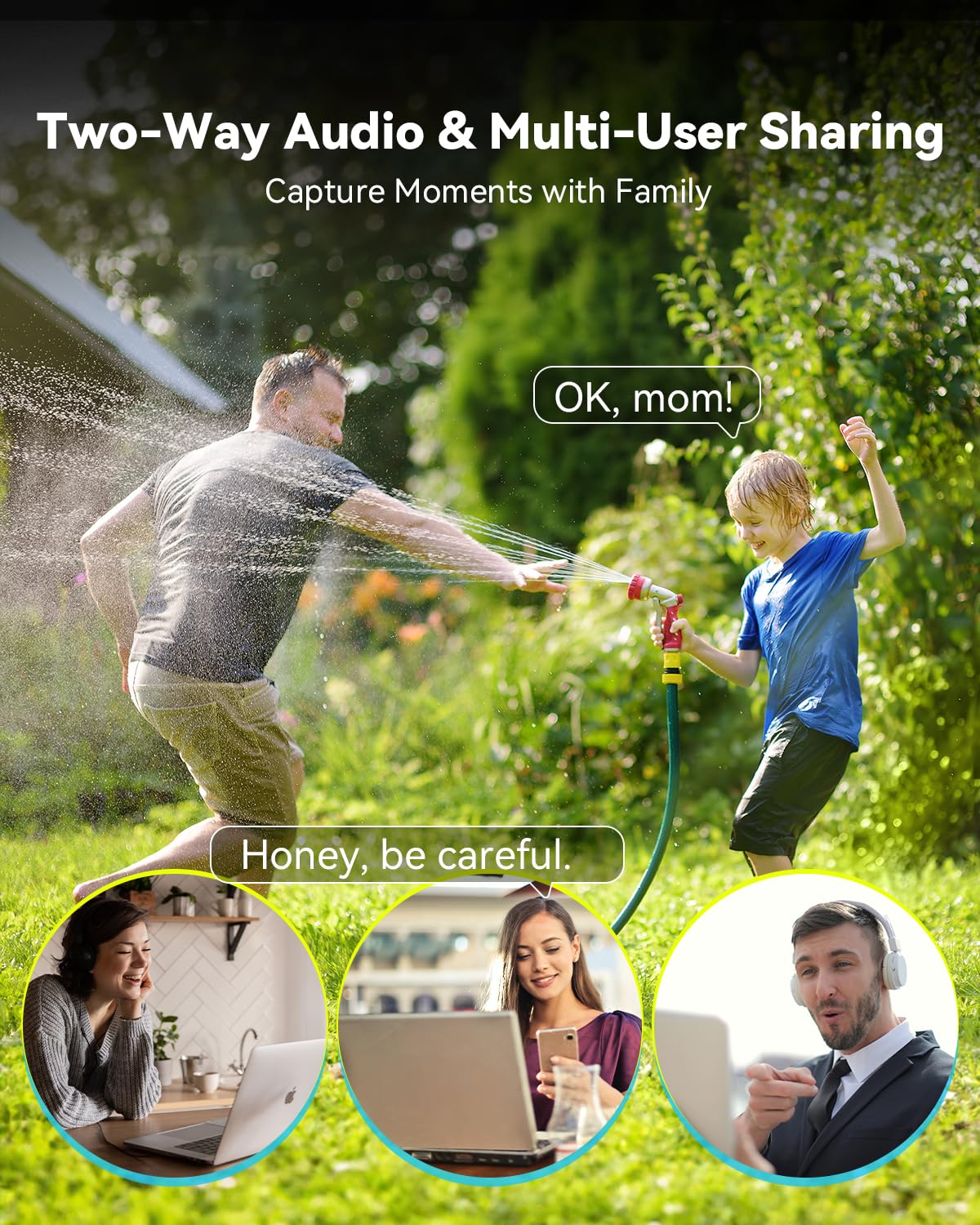 Outdoor Security Camera 2K Wired, 360° Pan Tilt, Color Night Vision