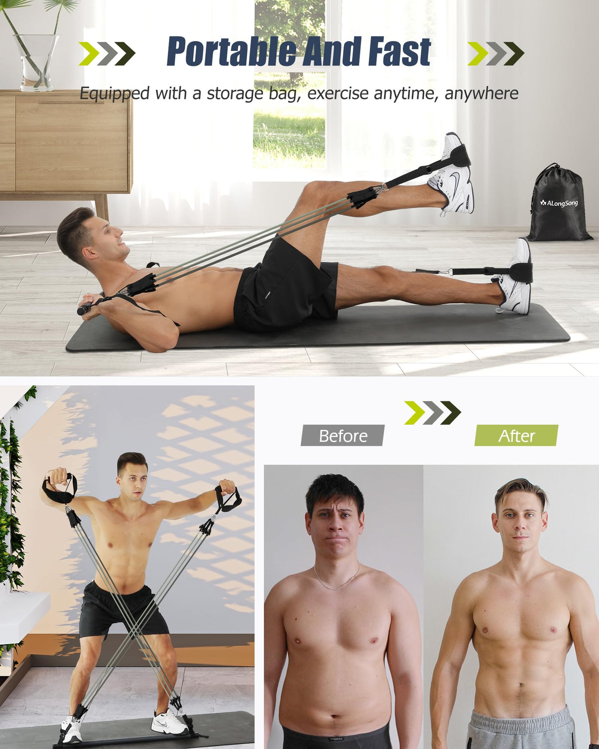 Upgraded Pilates Bar Kit with Resistance Bands Natural Latex for Women & Men, Heavy-Duty Stainless Steel Multifunctional Yoga Pilates Stick for Home Gym Exercise Fitness Equipment Full-Body Workouts