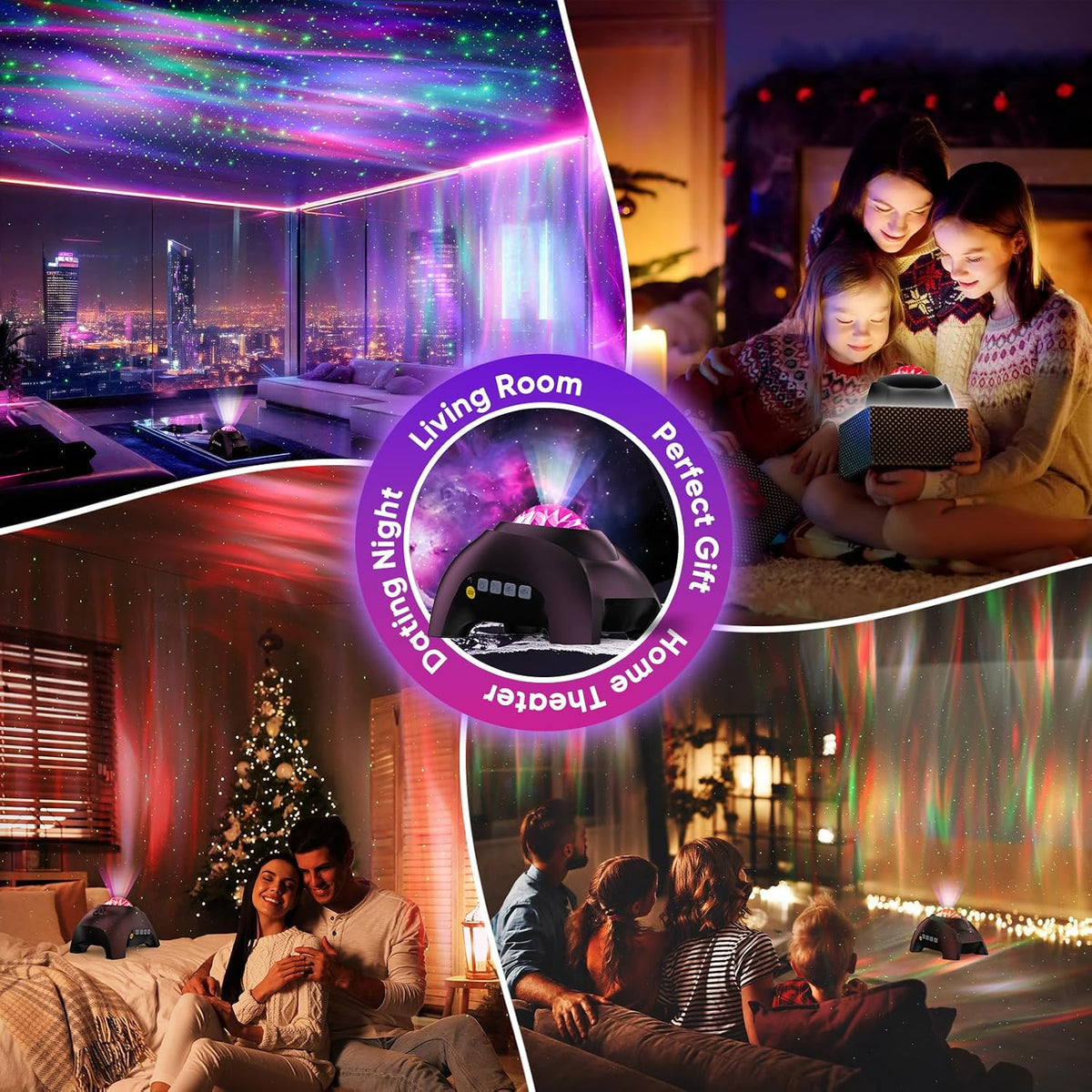 Galaxy Projector Aurora Night Light with Bluetooth Speaker & White Noise