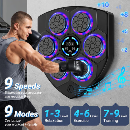 TGLLM Music Boxing Machine, Interactive Punching Trainer with Boxing Gloves, Large Size Wall Mounted Electronic Boxing Target for Adult Kids, 9 Modes & 9 Speeds