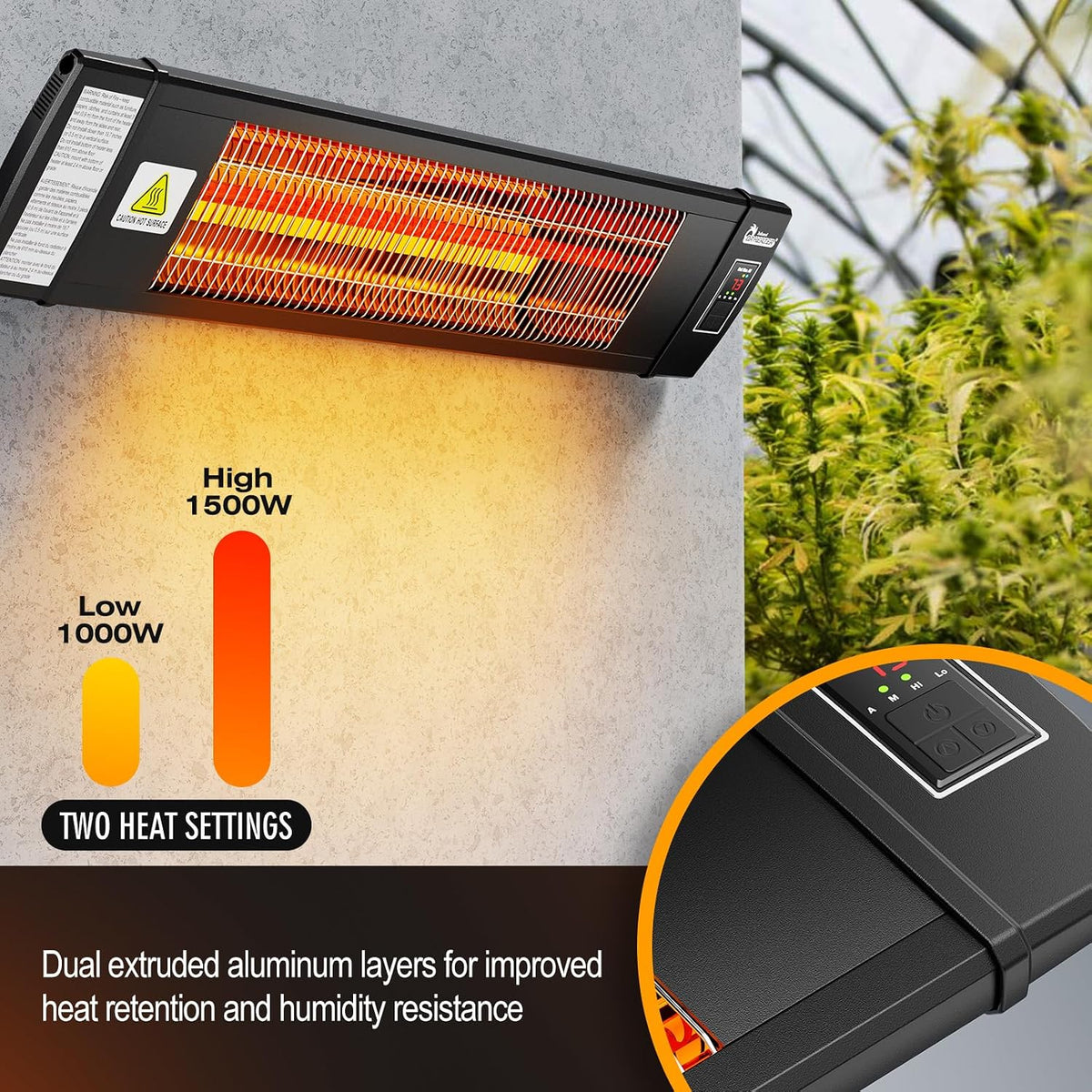 Infrared Space Heater Indoor & Outdoor with Remote & Thermostat