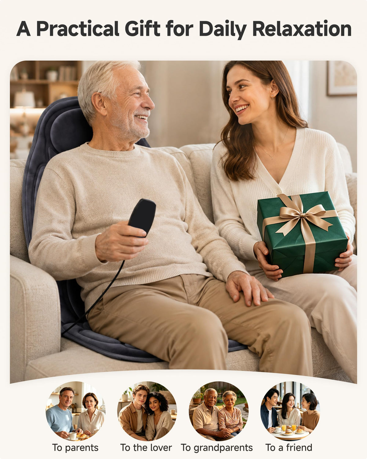 Snailax Back Massager with Heat, Vibration Massage Chair Pad, Seat Cushion