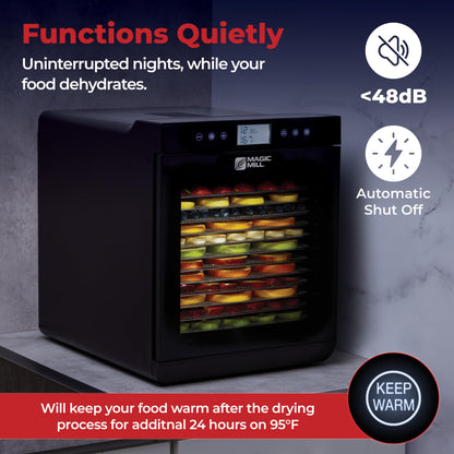 Food Dehydrator with 10 Stainless Steel Trays, 700W, Digital Timer