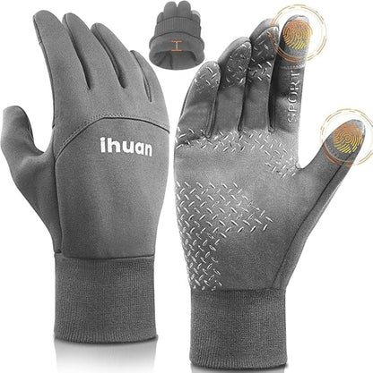 ihuan Winter Waterproof Gloves for Men Women Warm Running Cycling Snow Ski Gloves for Cold Weather, Thermal Windproof Material and Touch Screen Finger for Driving Snowboarding