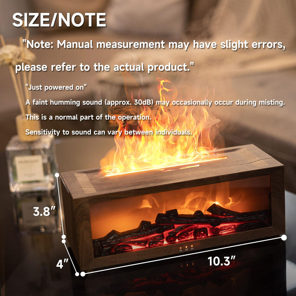 Flame Diffuser Humidifier, Essential Oil Diffuser with Fireplace Effect
