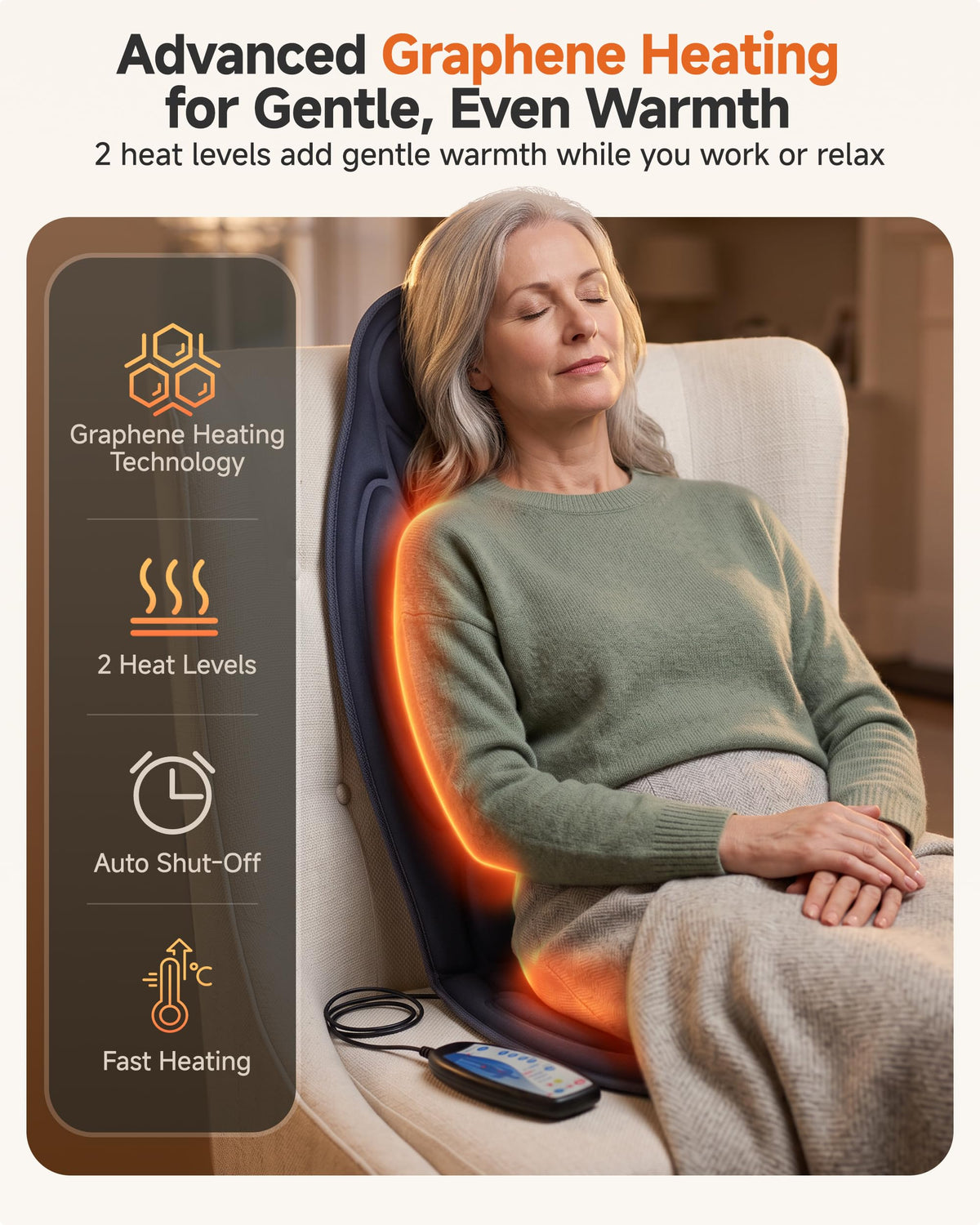 Back Massager with Heat, Vibration Massage Chair Pad Seat Cushion