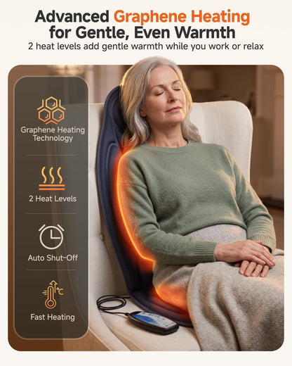Back Massager with Heat, Vibration Massage Chair Pad Seat Cushion