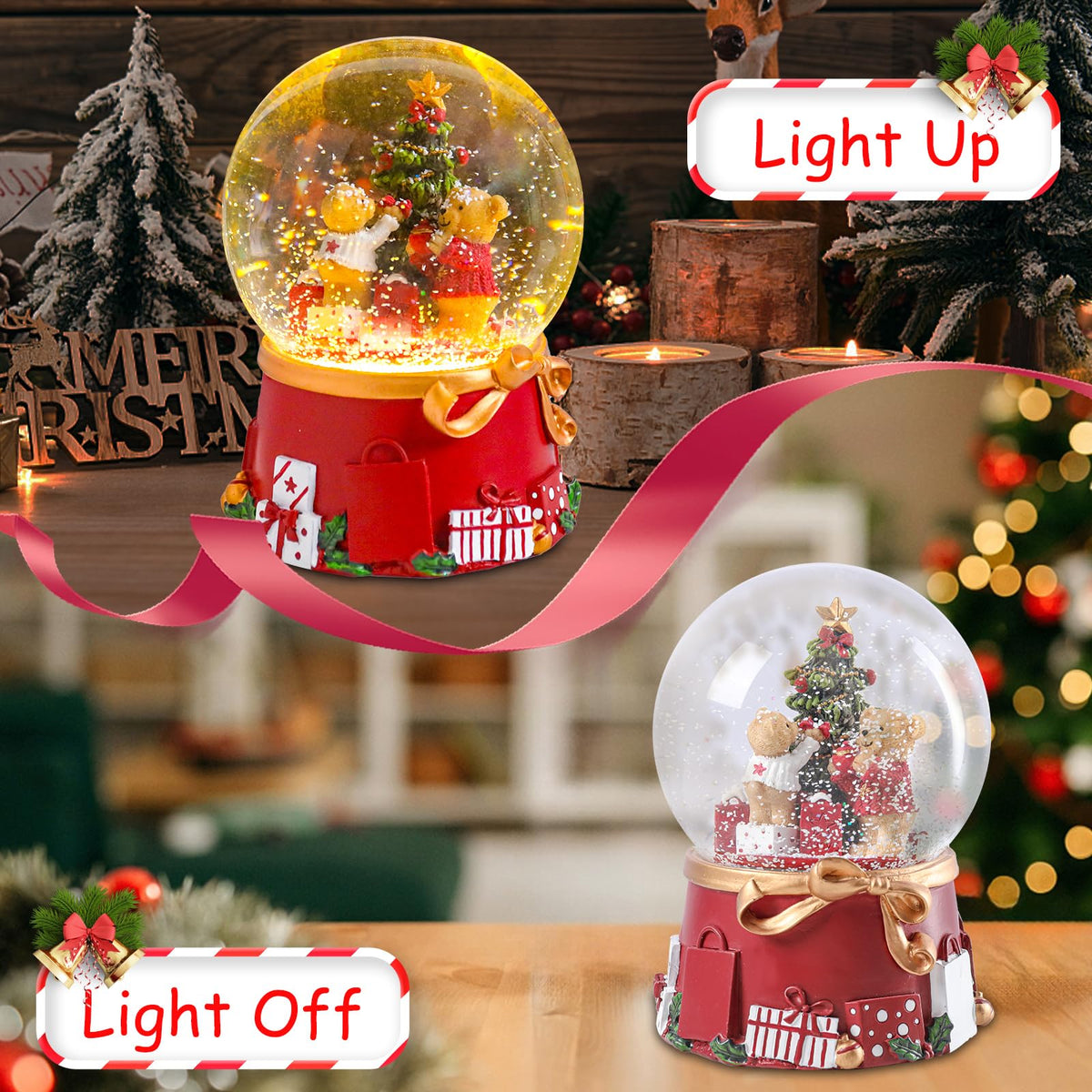 Musical Snow Globe with Color Changing LED Lights, Snowman Music Box