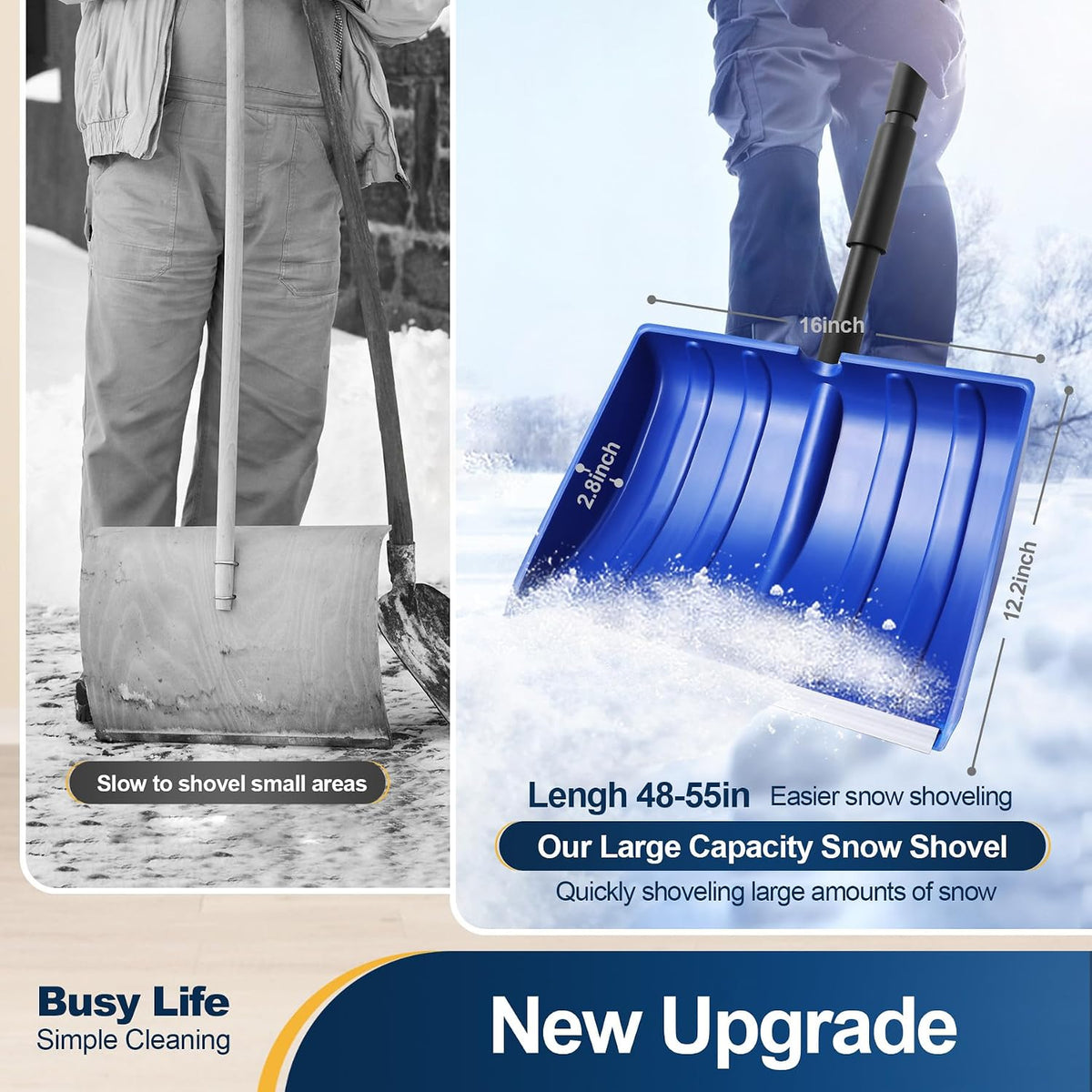 Yocada Snow Shovel for Driveway Home Garage Snow Removal 55 inch Long