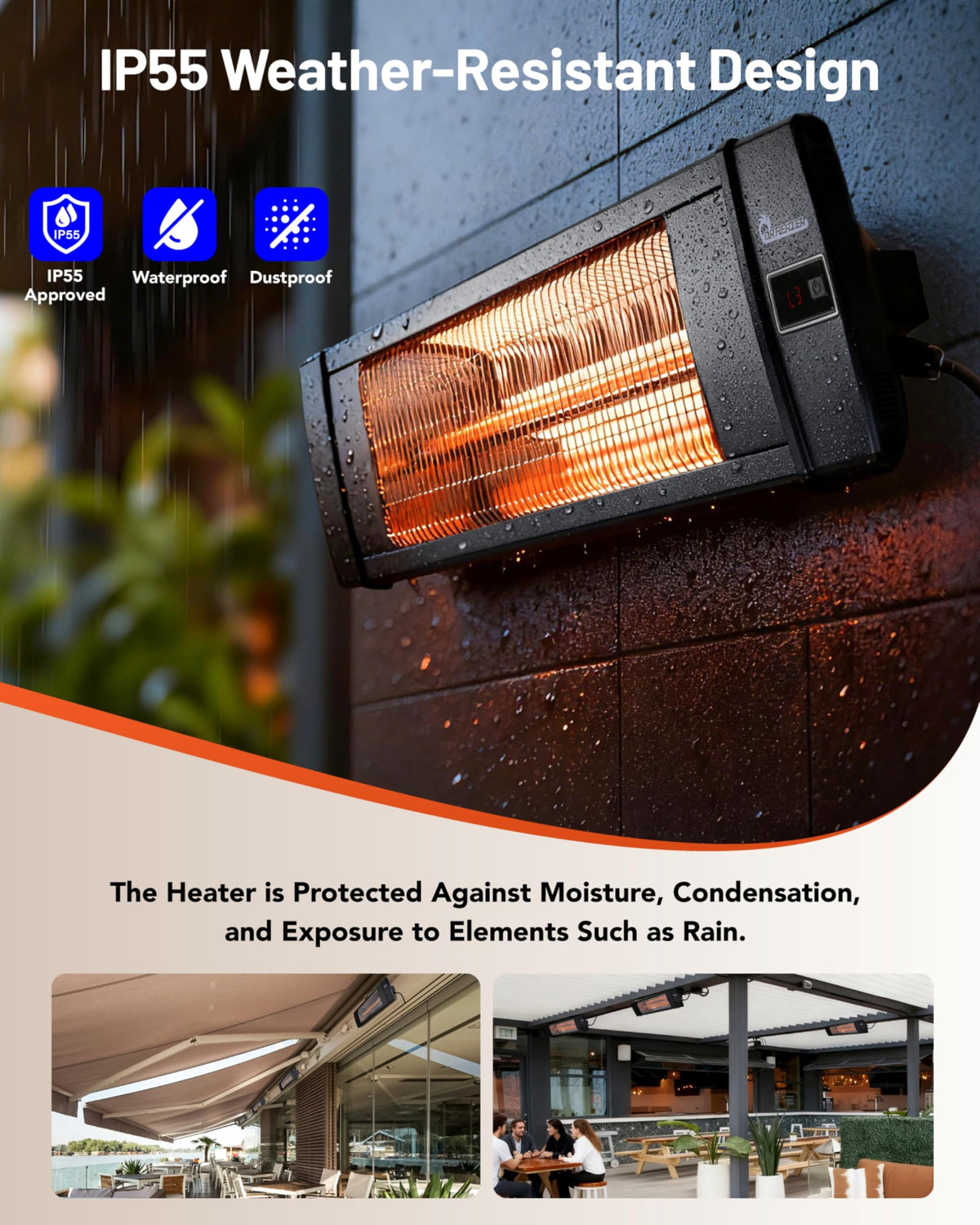 DR. INFRARED HEATER Portable Infrared Indoor and Outdoor Space Heater for Patio, Garage, Commercial & Residential With Remote Control, With Thermostat, Black