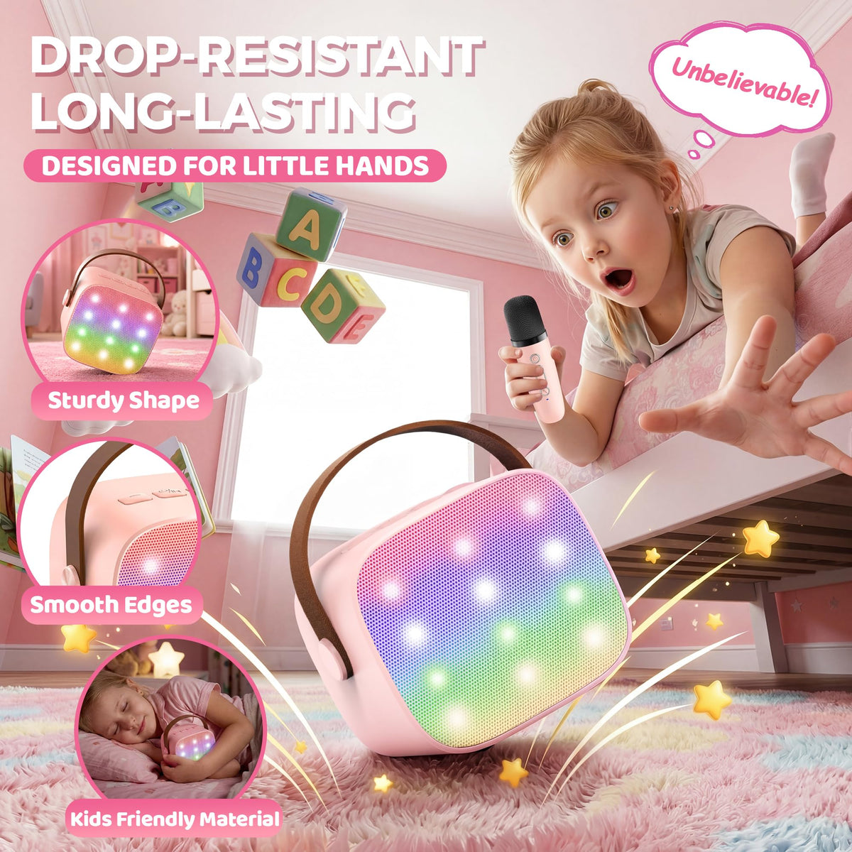 YLL Karaoke Machine for Kids, Birthday Gifts for Girls 3 4 5 6 7+Years Old