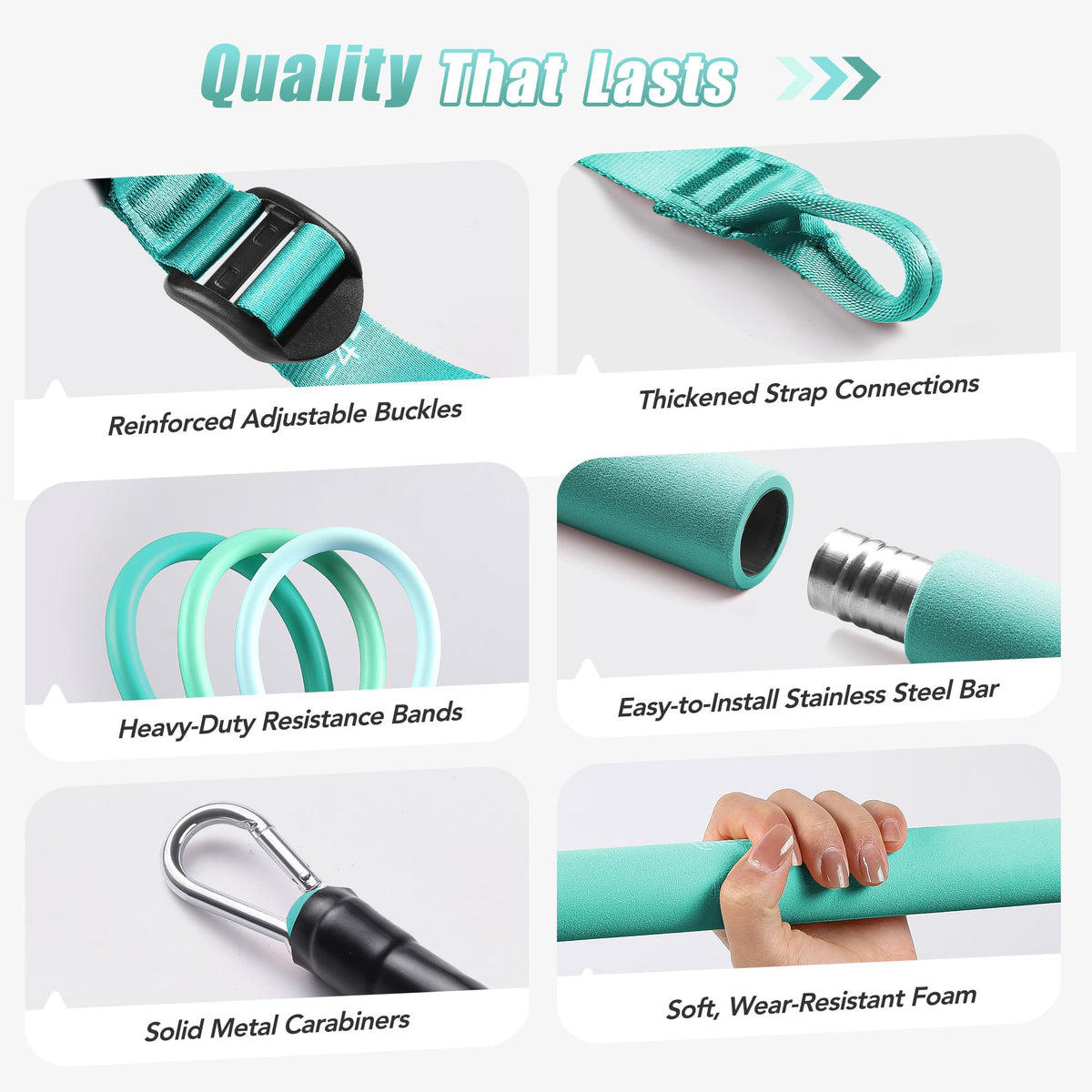 Upgraded Pilates Bar Kit with Resistance Bands Natural Latex for Women & Men, Heavy-Duty Stainless Steel Multifunctional Yoga Pilates Stick for Home Gym Exercise Fitness Equipment Full-Body Workouts