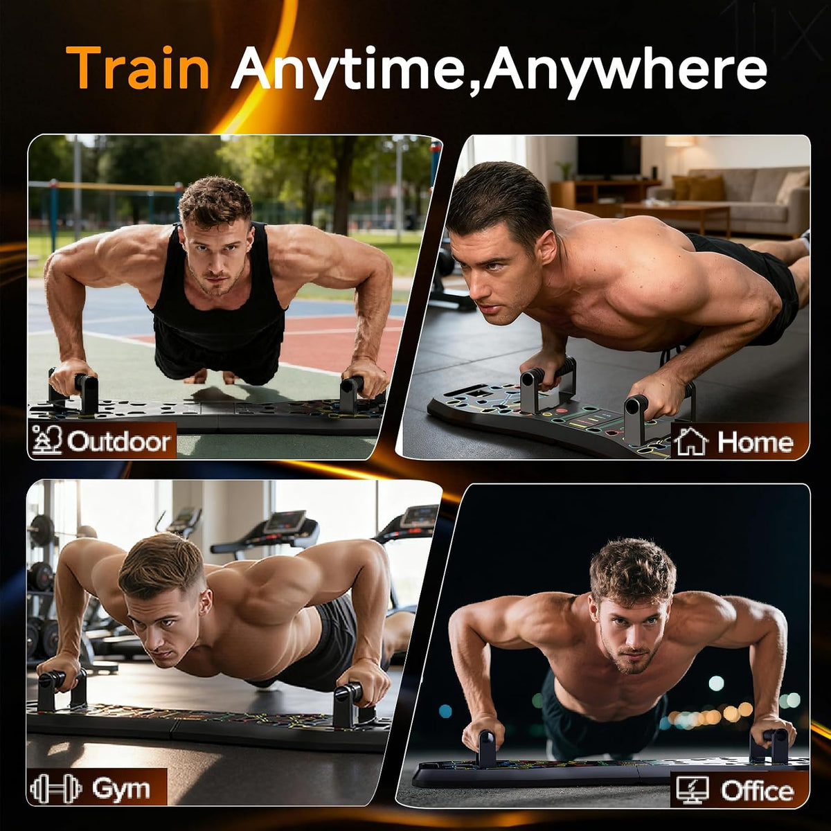 Upgraded Push Up Board,36 in 1 Home Gym Equipment with Ab Roller Wheel & Resistance Bands, Portable Foldable Workout Board for Full Body Strength Training Men Women,Gift for Boyfriend
