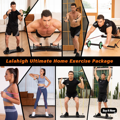 Upgraded Push Up Board,36 in 1 Home Gym Equipment with Ab Roller Wheel & Resistance Bands, Portable Foldable Workout Board for Full Body Strength Training Men Women,Gift for Boyfriend