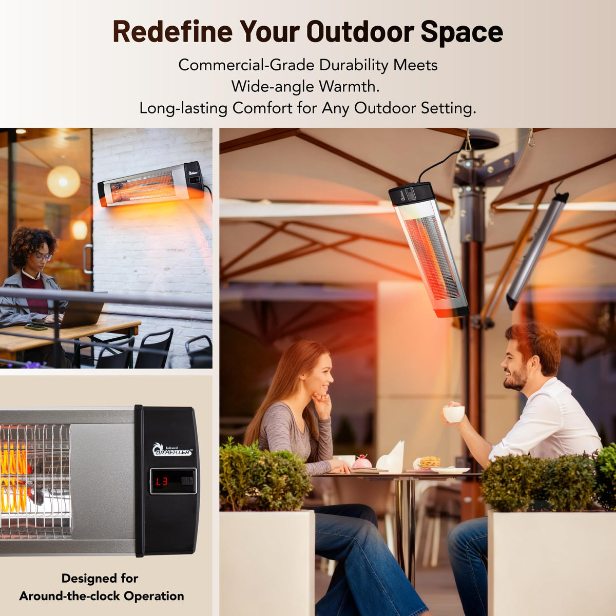 Infrared Space Heater Indoor & Outdoor with Remote & Thermostat