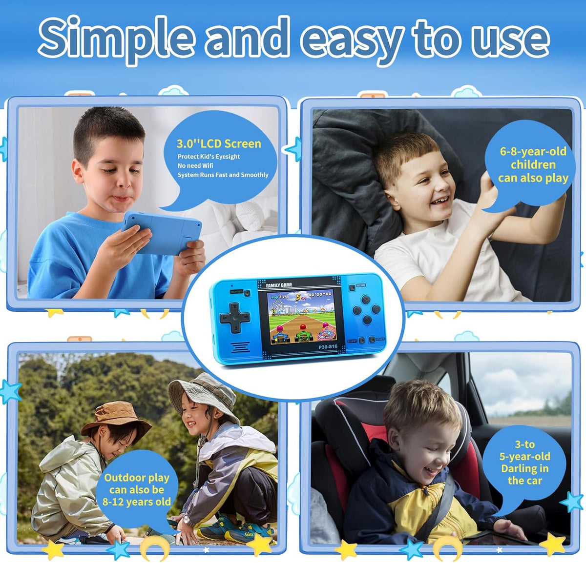 Handheld Game Console for Kids, 220 Retro Games, 3 in Screen