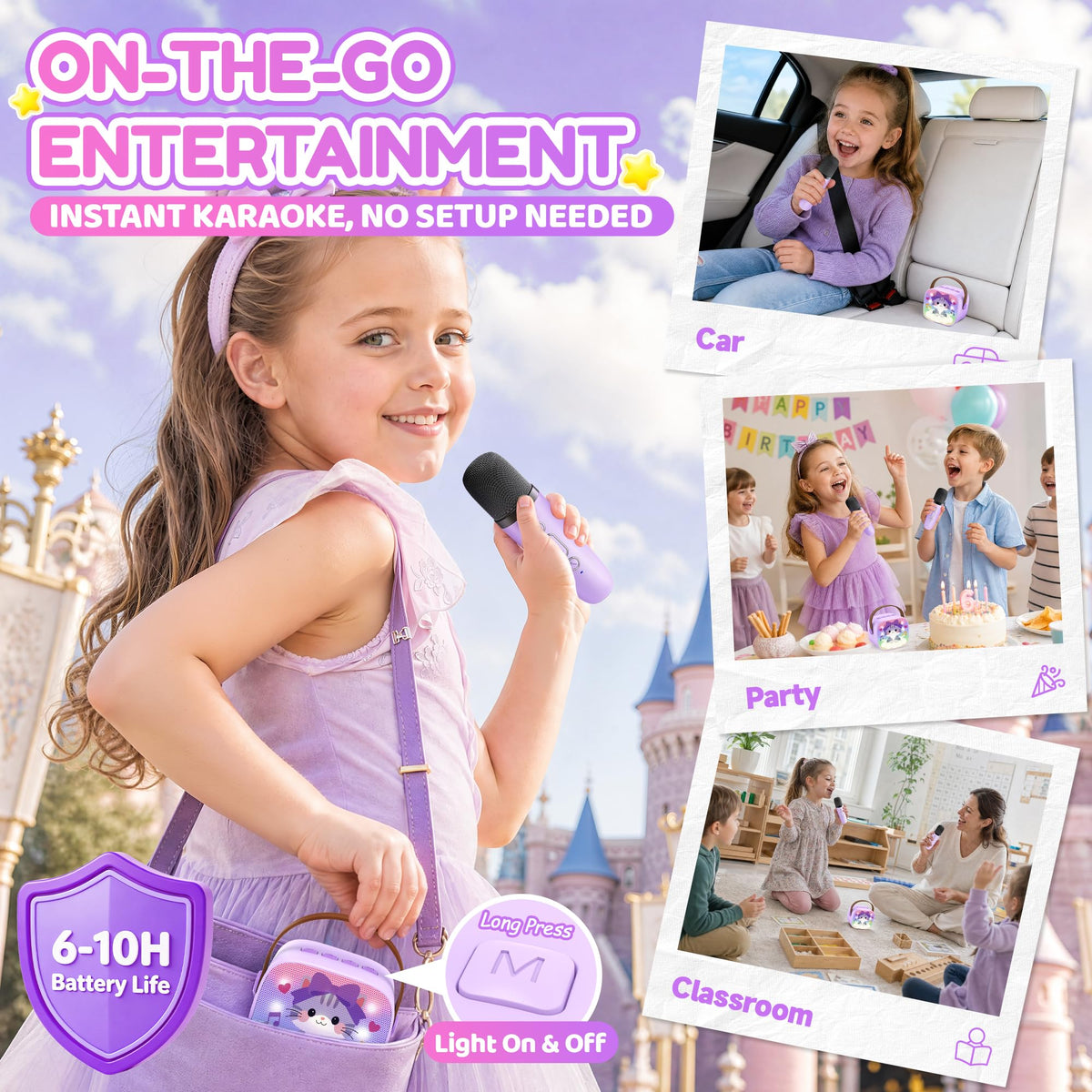 YLL Karaoke Machine for Kids, Birthday Gifts for Girls 3 4 5 6 7+Years Old