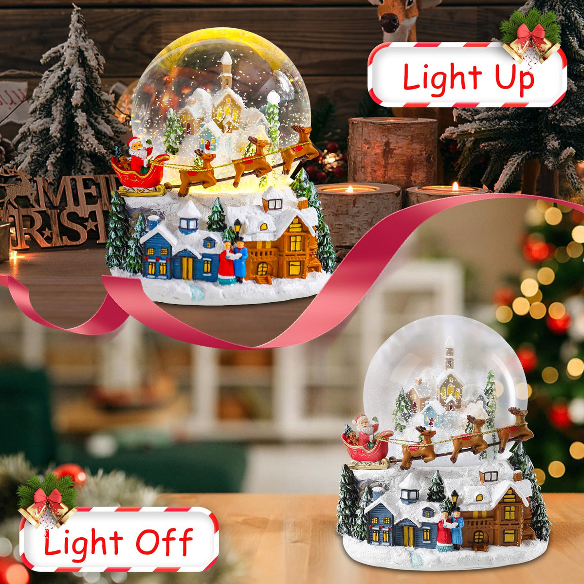 Musical Snow Globe with Color Changing LED Lights, Snowman Music Box