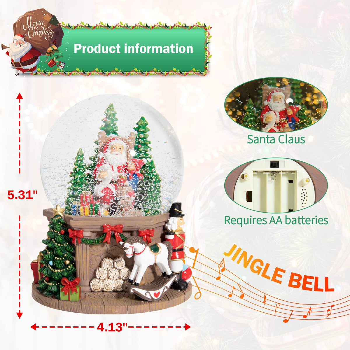 Musical Snow Globe with Color Changing LED Lights, Snowman Music Box