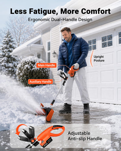 VOLTASK Cordless Snow Shovel, 24V | 13-Inch | 4-Ah Cordless Snow Blower, Battery Snow Blower with Directional Plate & Adjustable Front Handle (4-Ah Battery & Quick Charger Included)