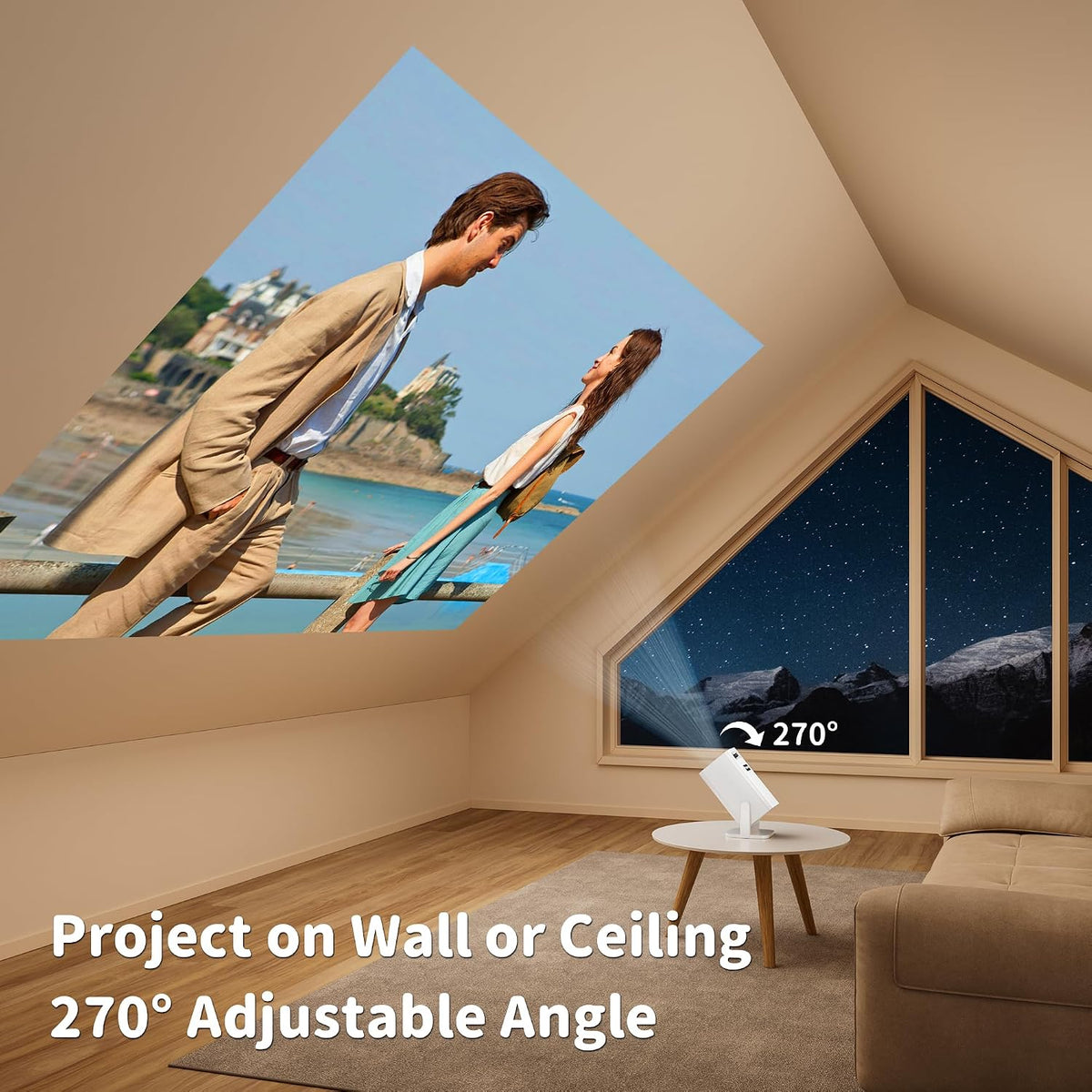 Mini Projector with 4K Support, Portable Short Throw Proyector